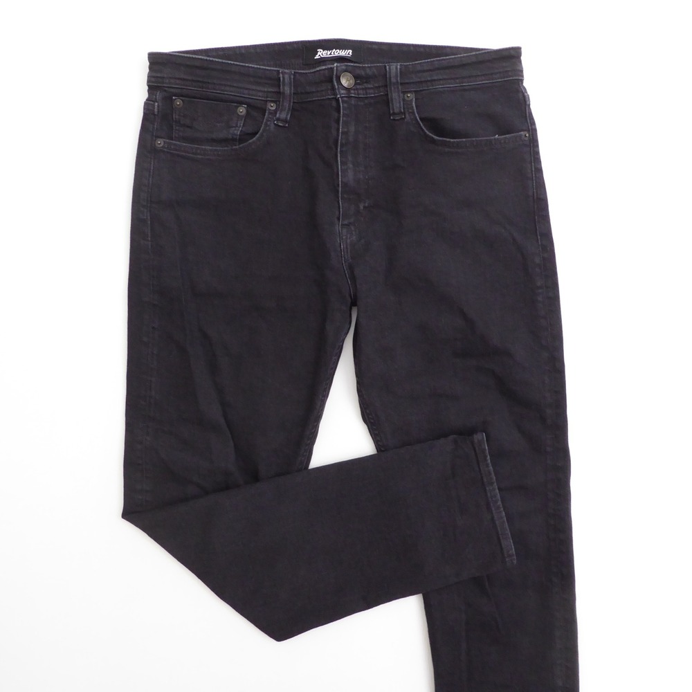 Revtown Mens Taper Jeans Black Decade Denim Size 34 x 30 (35x29 Measured)